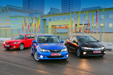 Honda Civic 1.8, Mazda3 2.0, Subaru Impreza 2.0R Sport:    